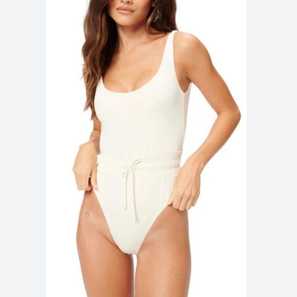 Good American Waist Framer One Piece Swimsuit Size 3 L Women In Ivory Preppy